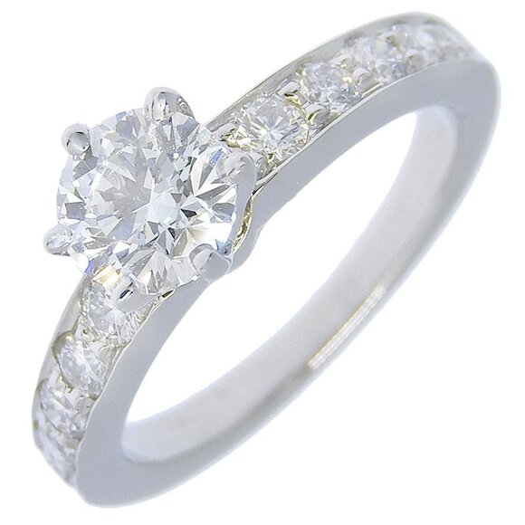 TIFFANY&Co. Solitaire Ring Half eternity Pt950Platinum/diamond #2.9(US Siz... - Picture 1 of 6